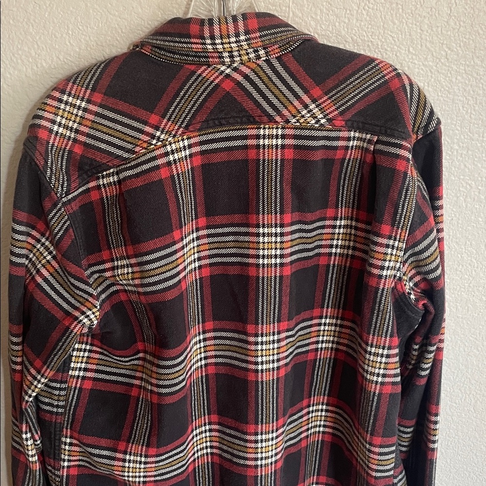 Filson Red Black White Yellow Plaid Button-Down lumberjack 100% cotton SOFT - Picture 7 of 15
